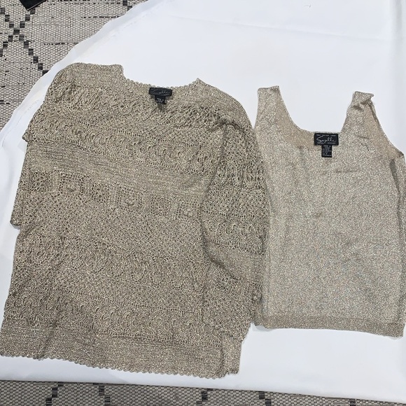 Vintage Gently Loved Crochet Tunic Set By Suzelle Please Note 2 Dif Sizes - Picture 1 of 11